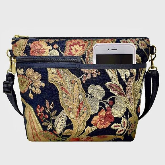 9615 Tapestry Bag Shoulder Handbag, Large Zipper Purse Handmade in the USA